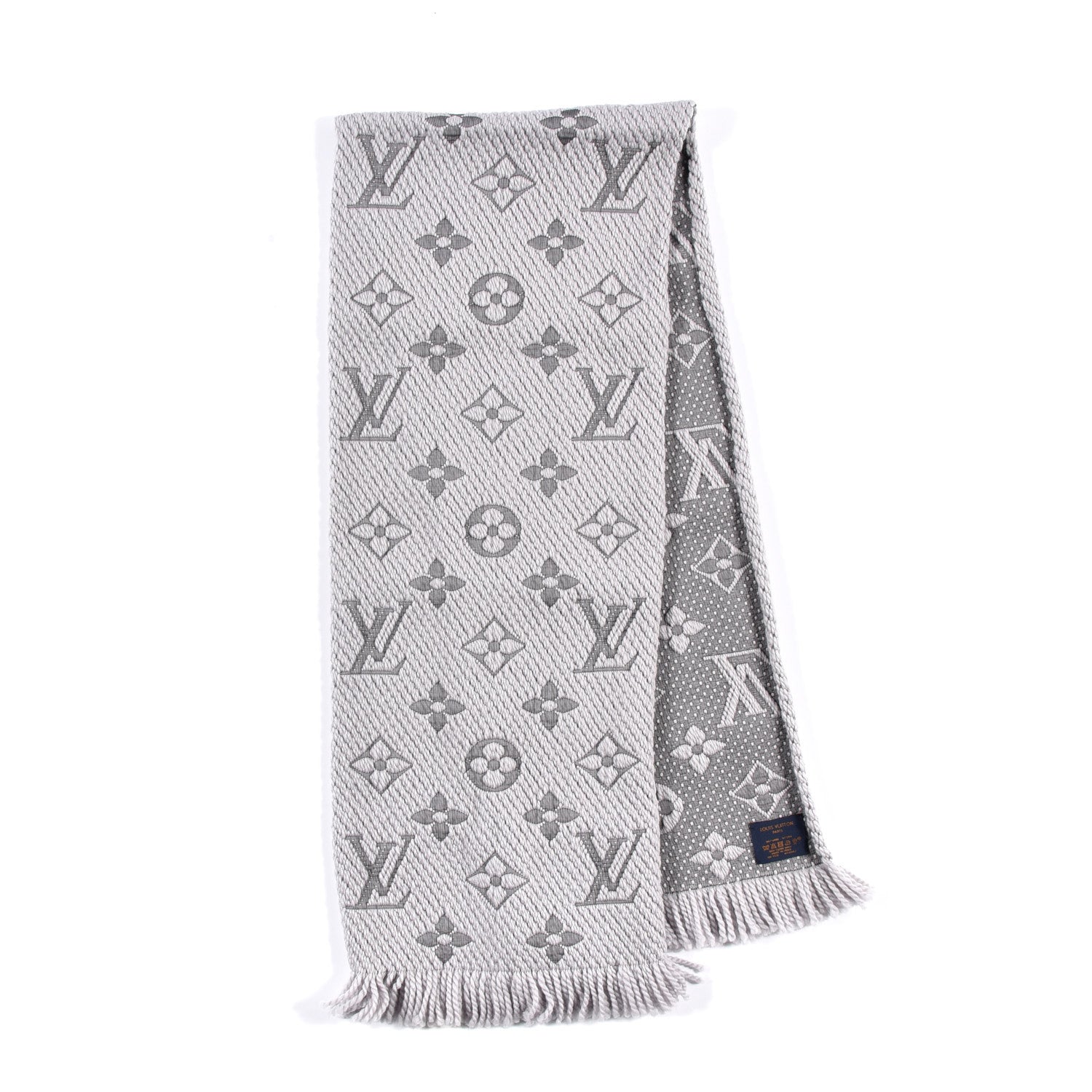 Louis Vuitton Wool Silk Logomania Scarf Pearl Grey 3 of 3