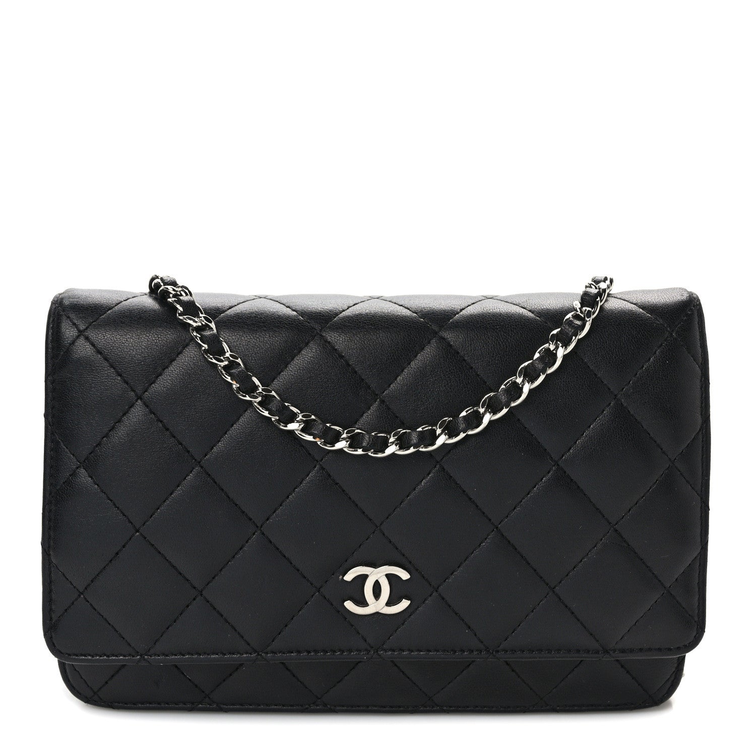 Chanel Lambskin Quilted Wallet On Chain WOC Black 1 of 14