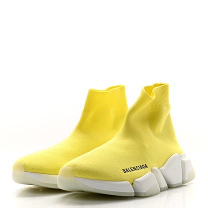 Balenciaga Ribbed Knit Womens Speed 2.0 Transparent Sole Sneakers 36 Yellow 3 of 8