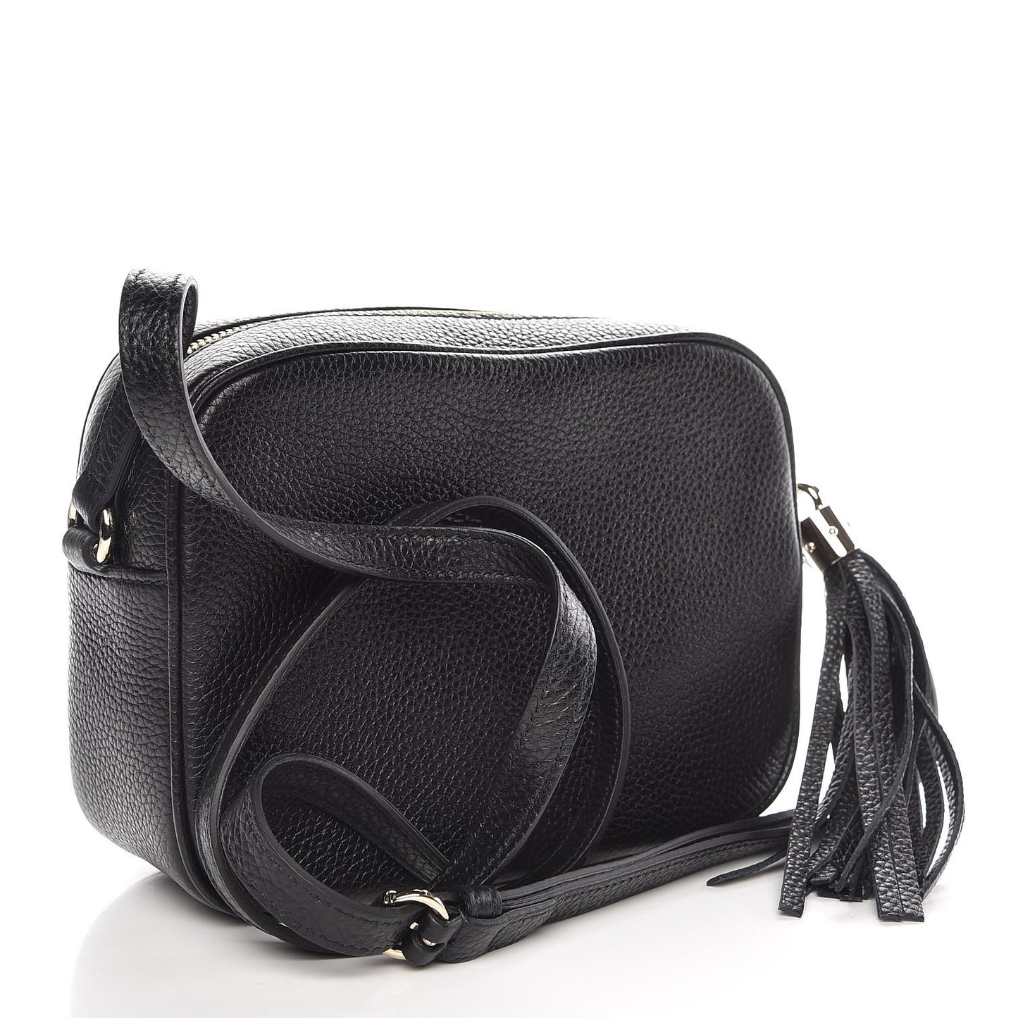 Pebbled Calfskin Small Soho Disco Bag Black