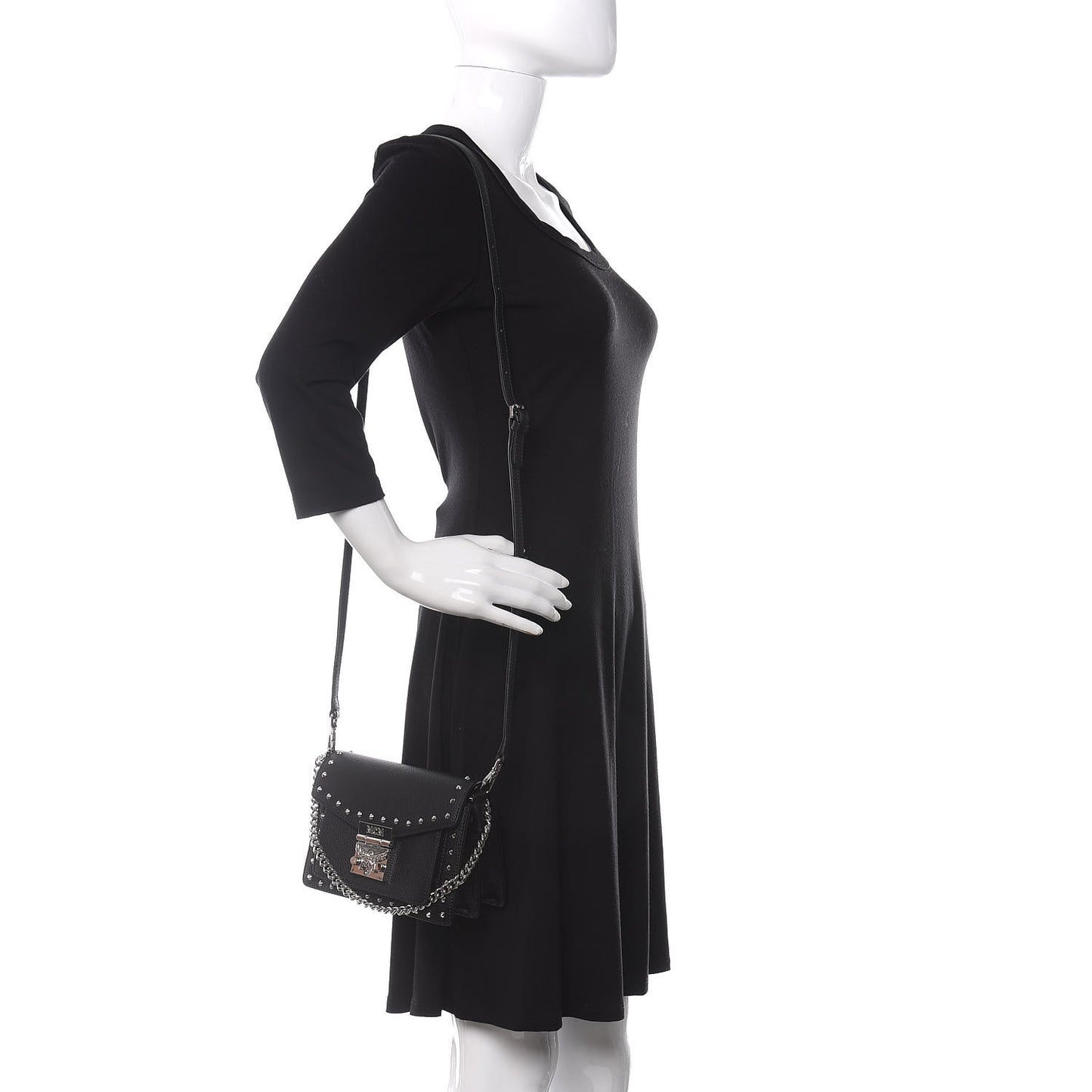 Calfskin Studded Mini Patricia Crossbody Black