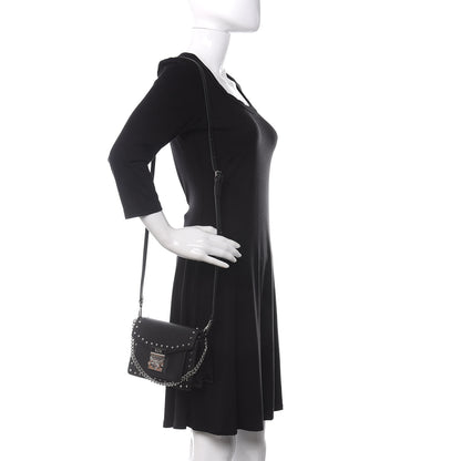MCM Calfskin Studded Mini Patricia Crossbody Black 2 of 10