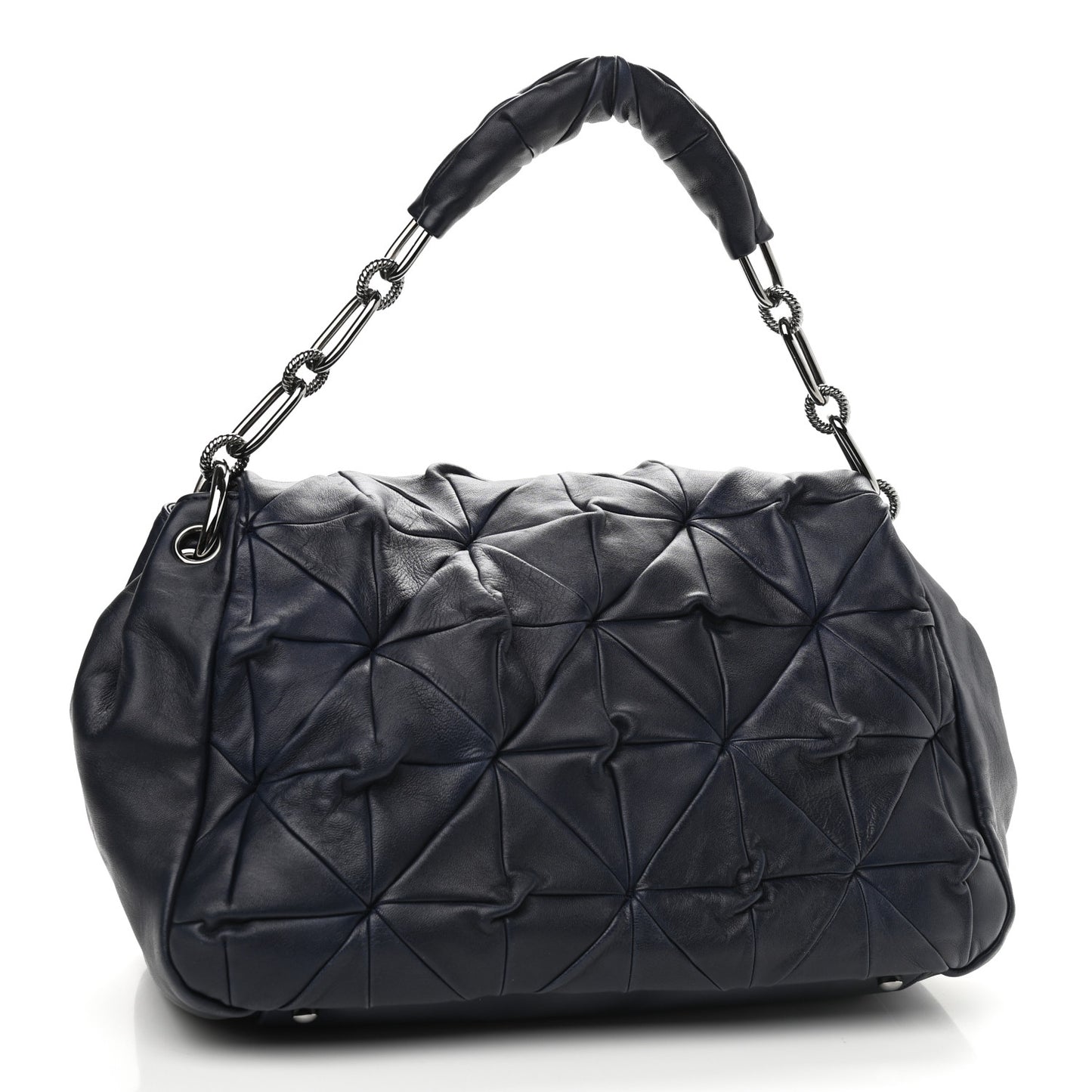 Lambskin Origami Soft Squares Accordion Flap Navy