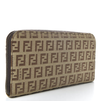 Fendi Zucchino Zip Around Wallet Dark Brown 3 of 8