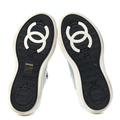 Chanel Lambskin Lace Up Snow Boots 38 Blue 5 of 9