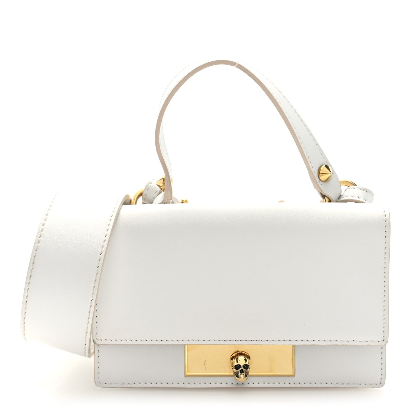 Calfskin Mini Skull Lock Shoulder Bag Deep Ivory