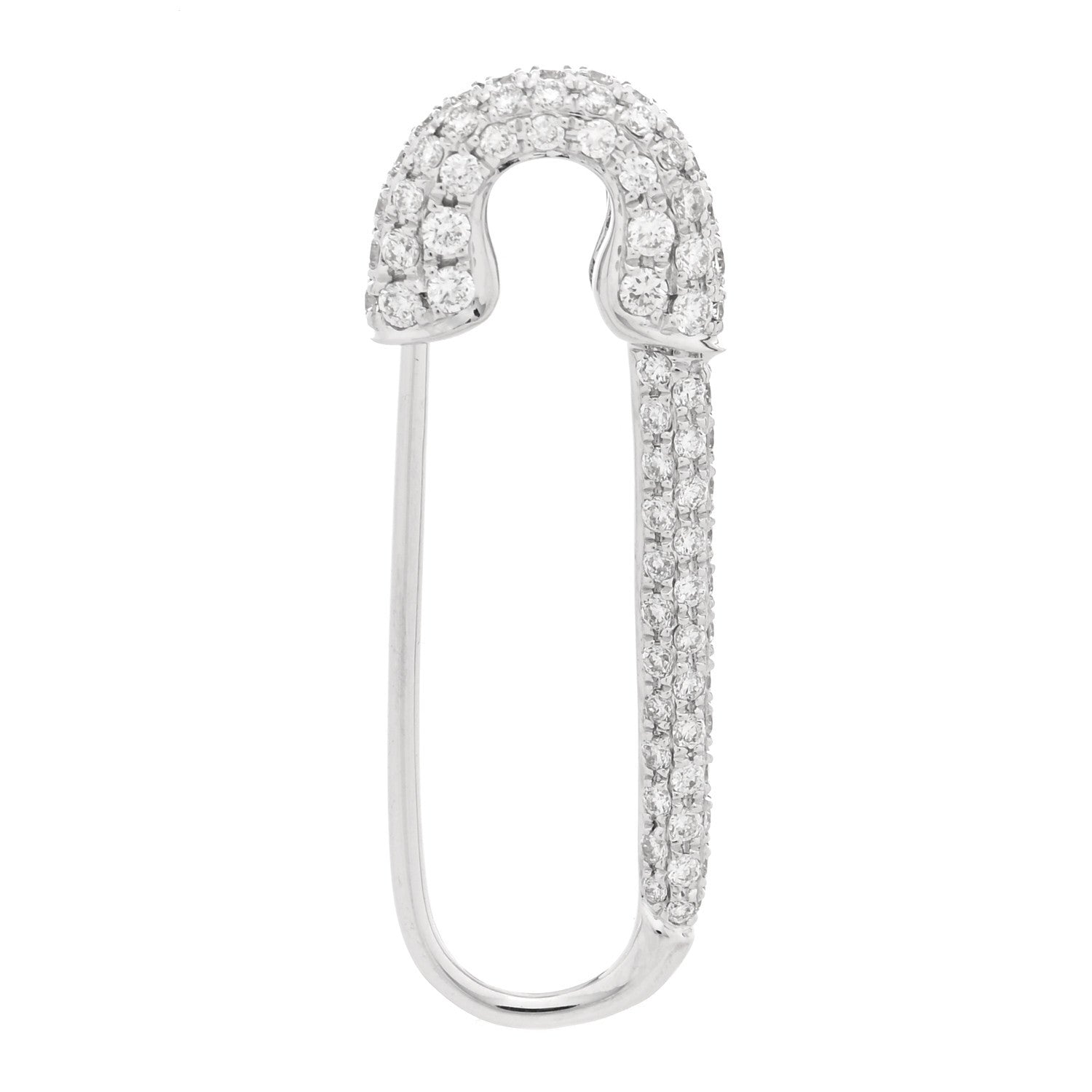 Anita Ko 18K White Gold Diamond Safety Pin Earring 1 of 3