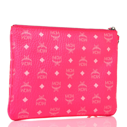 MCM Visetos Wristlet Zip Pouch Neon Pink 7 of 14
