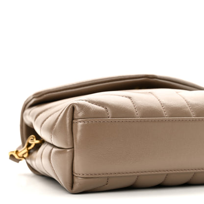 Saint Laurent Calfskin Y Quilted Monogram Toy Loulou Crossbody Bag Dark Beige 8 of 9