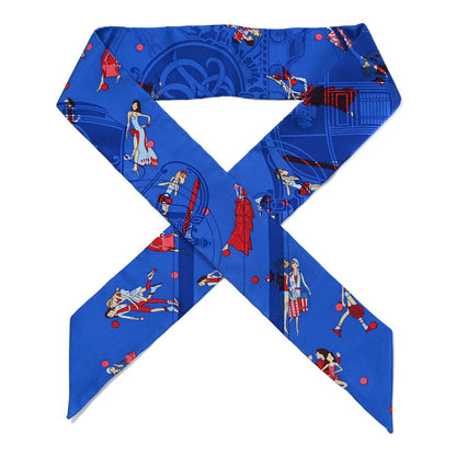 Hermes Silk Ex-Libris Les Parisiennes Twilly Bleu Royal Rouge Ciel 1 of 4