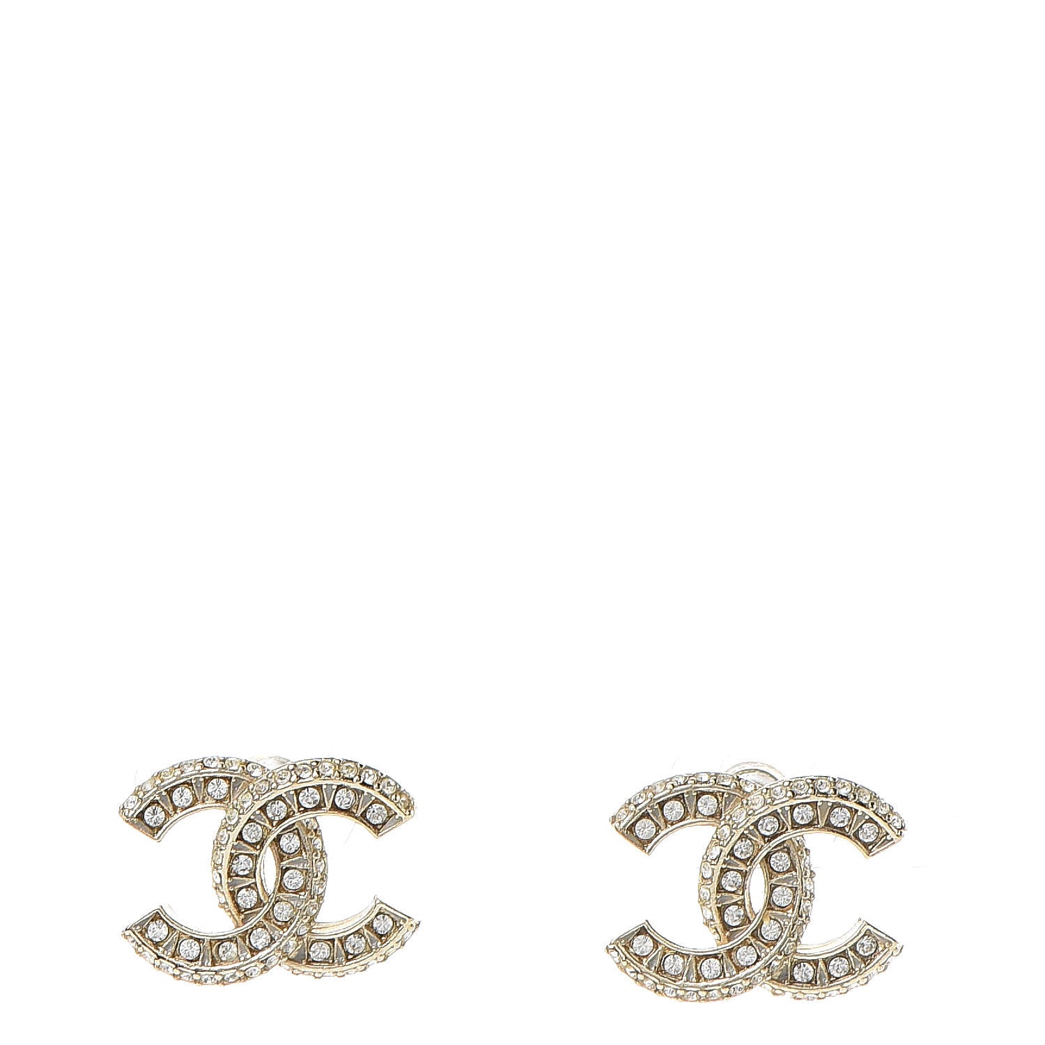 Chanel Crystal Timeless CC Earrings Light Gold 1 of 4
