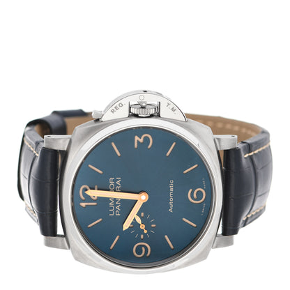 Panerai Titanium Alligator 45mm Luminor Due Automatic Watch Blue PAM00729 2 of 5