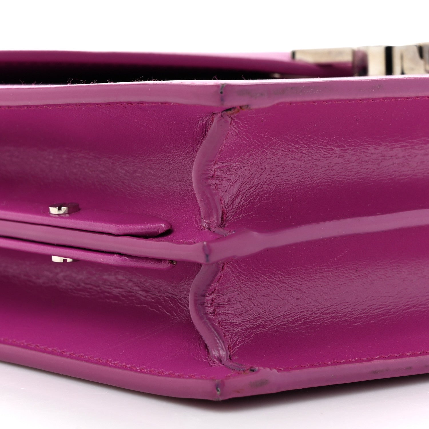 Saint Laurent Smooth Calfskin Monogram Cassandra Clasp Bag Electric Fuchsia 10 of 16
