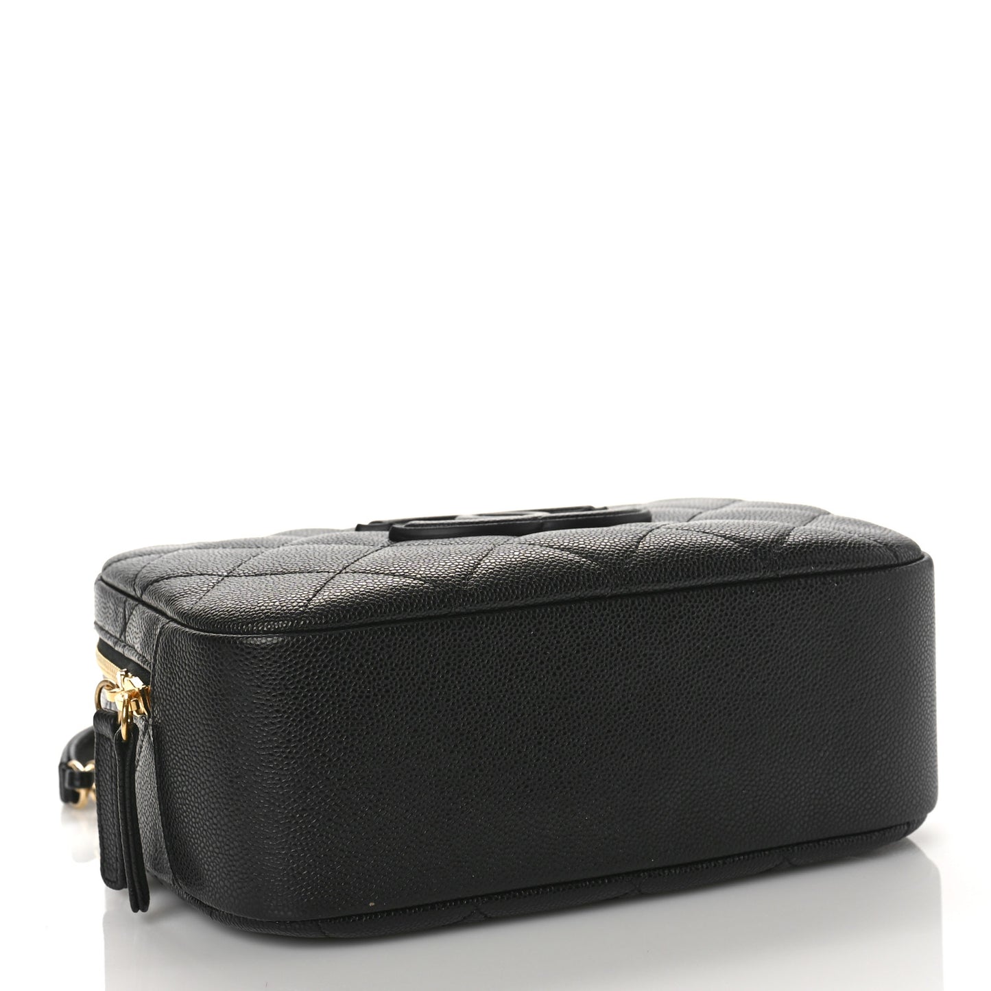 Caviar Quilted CC Top Handle Vanity Case Black