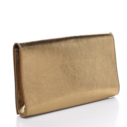 Saint Laurent Metallic Calfskin Monogram Large Belle De Jour Clutch Gold 3 of 7