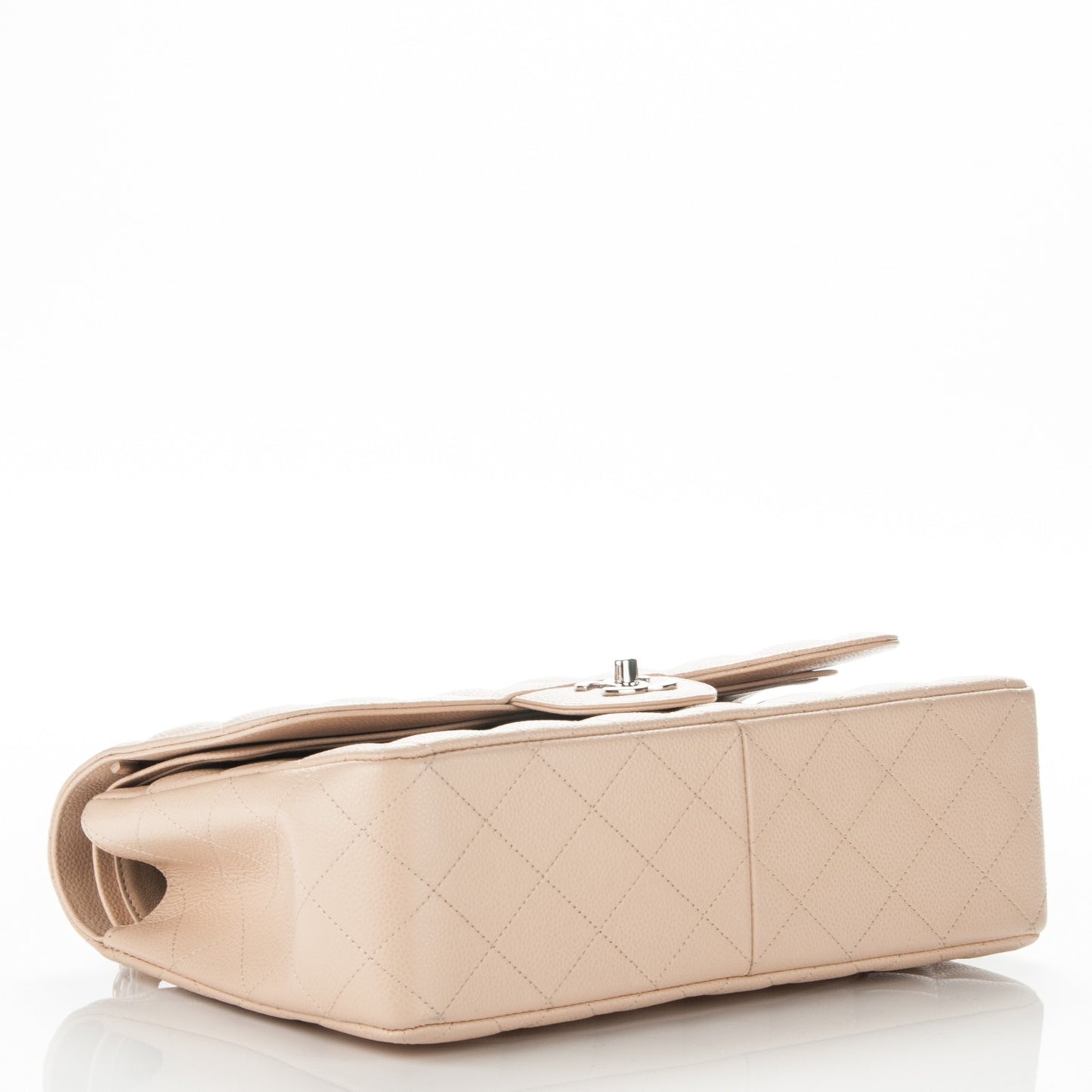 Caviar Quilted Jumbo Double Flap Beige Clair