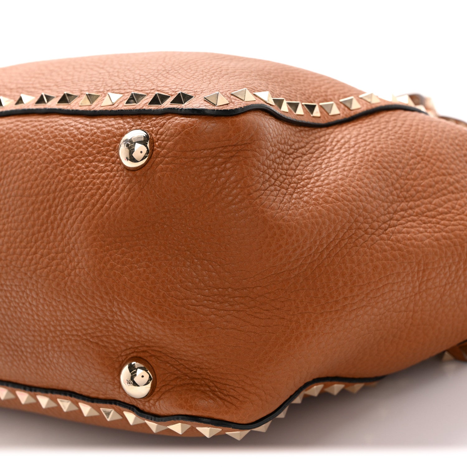 Valentino Garavani Pebbled Calfskin Medium Rockstud Tote Light Cuir 9 of 10