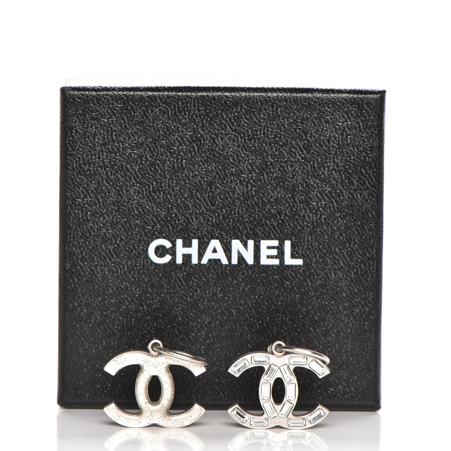 Baguette Crystal CC Dangle Earrings Silver