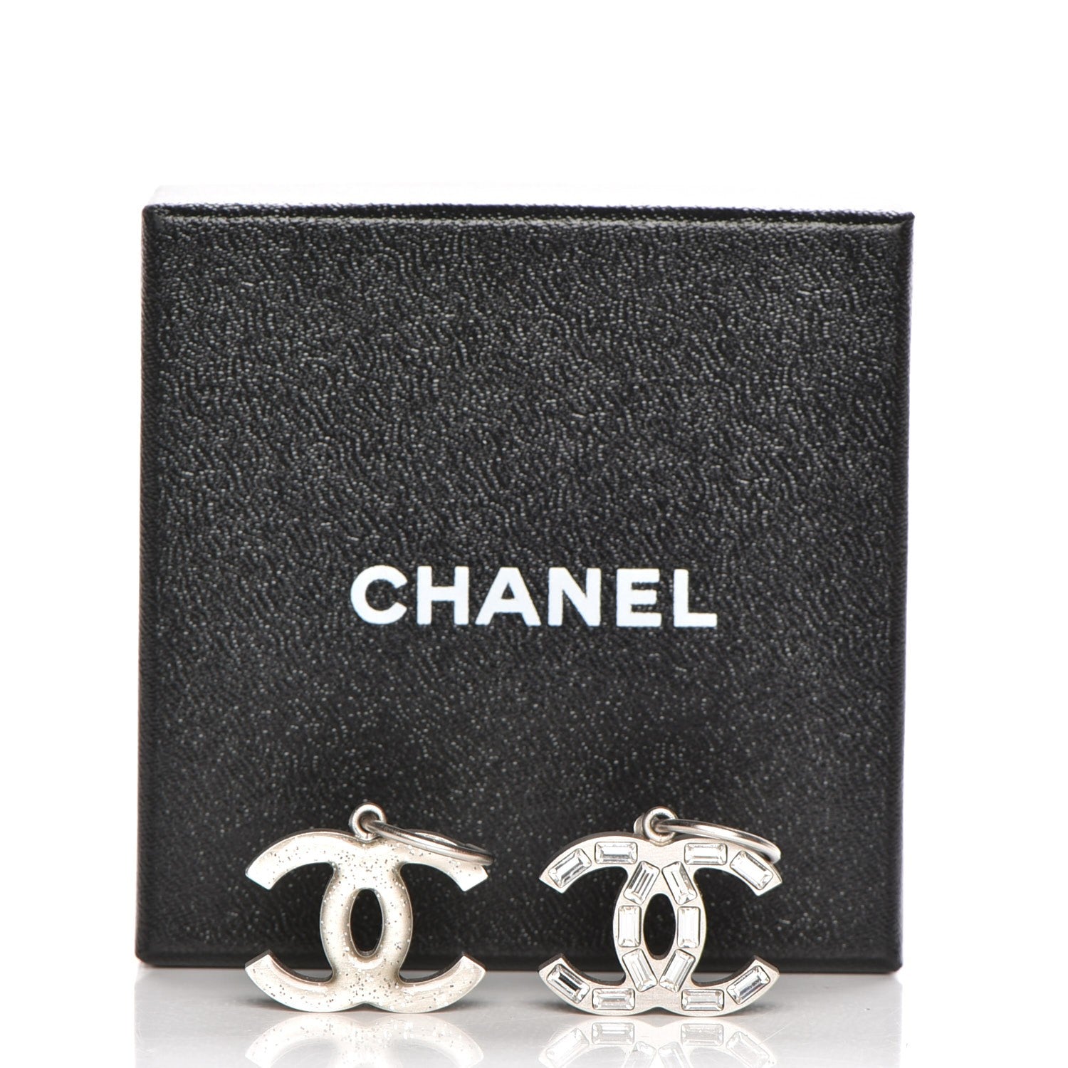 Chanel Baguette Crystal CC Dangle Earrings Silver 5 of 5