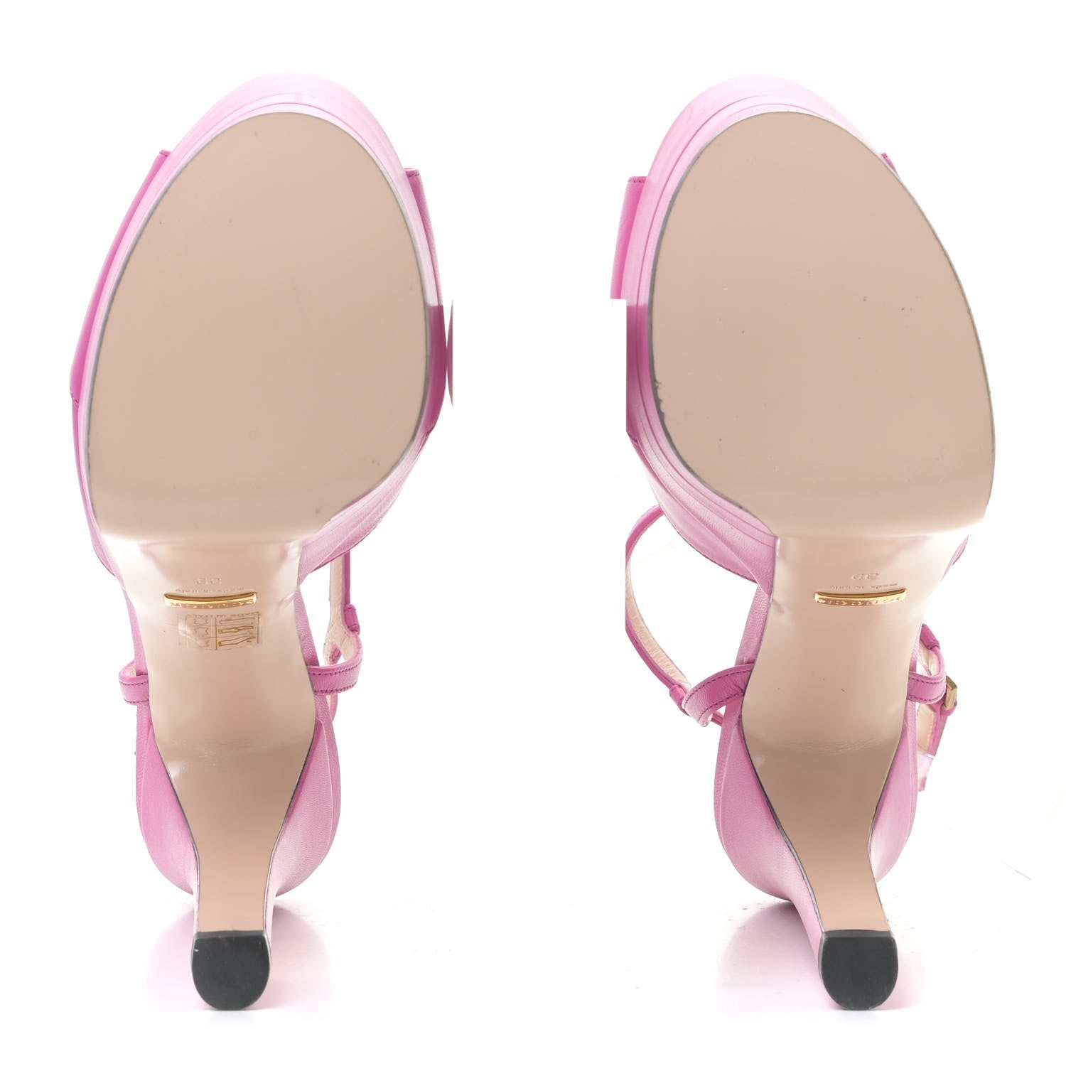 Gucci Malaga Kid Angel T-Strap Platform High Heel Sandals 39 Rododendro 6 of 12