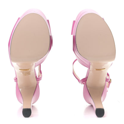 Gucci Malaga Kid Angel T-Strap Platform High Heel Sandals 39 Rododendro 6 of 12