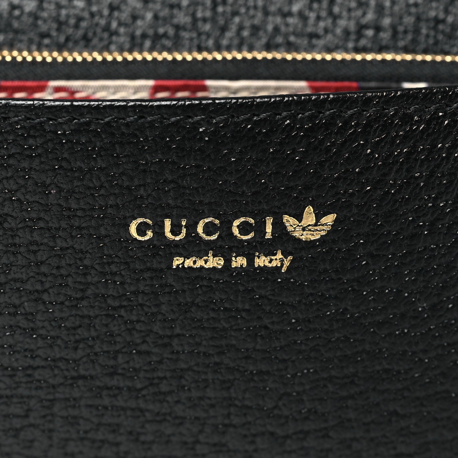 Gucci X ADIDAS Textured Dollar Calfskin Trefoil Embossed Wallet On Chain Off White Black 6 of 11