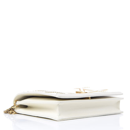 Christian Dior Calfskin Studded Diorama Wallet on Chain Pouch Off White 4 of 12