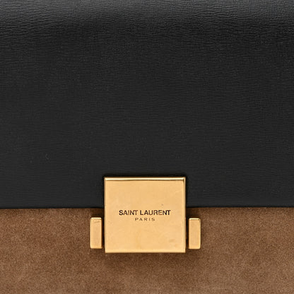 Saint Laurent Calfskin Suede Medium Bellechasse Black Beige 8 of 10