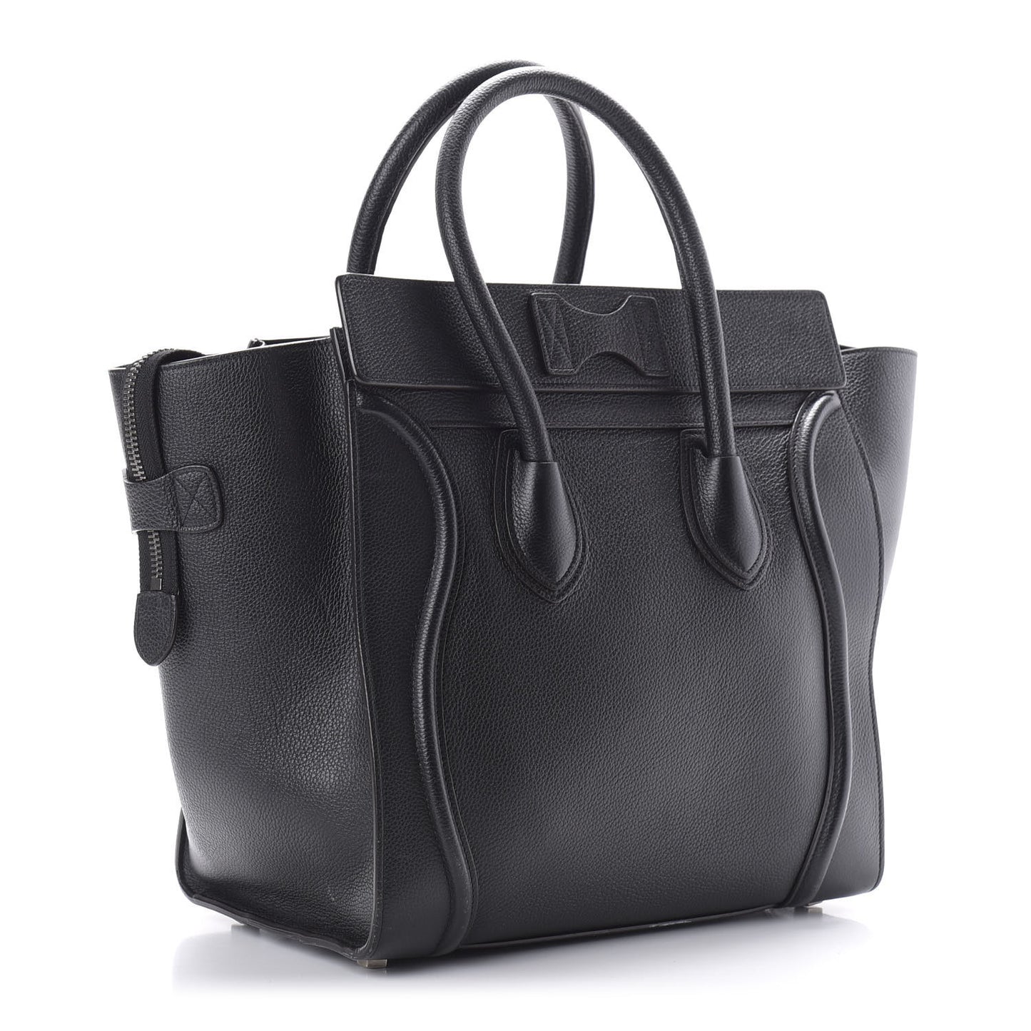 Drummed Calfskin Mini Luggage Black