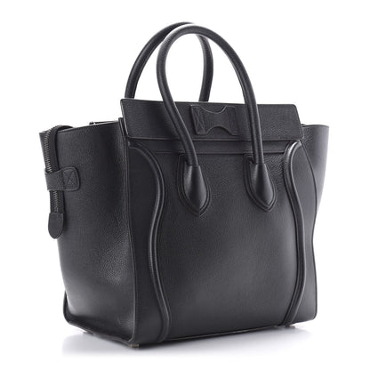 Celine Drummed Calfskin Mini Luggage Black 3 of 13