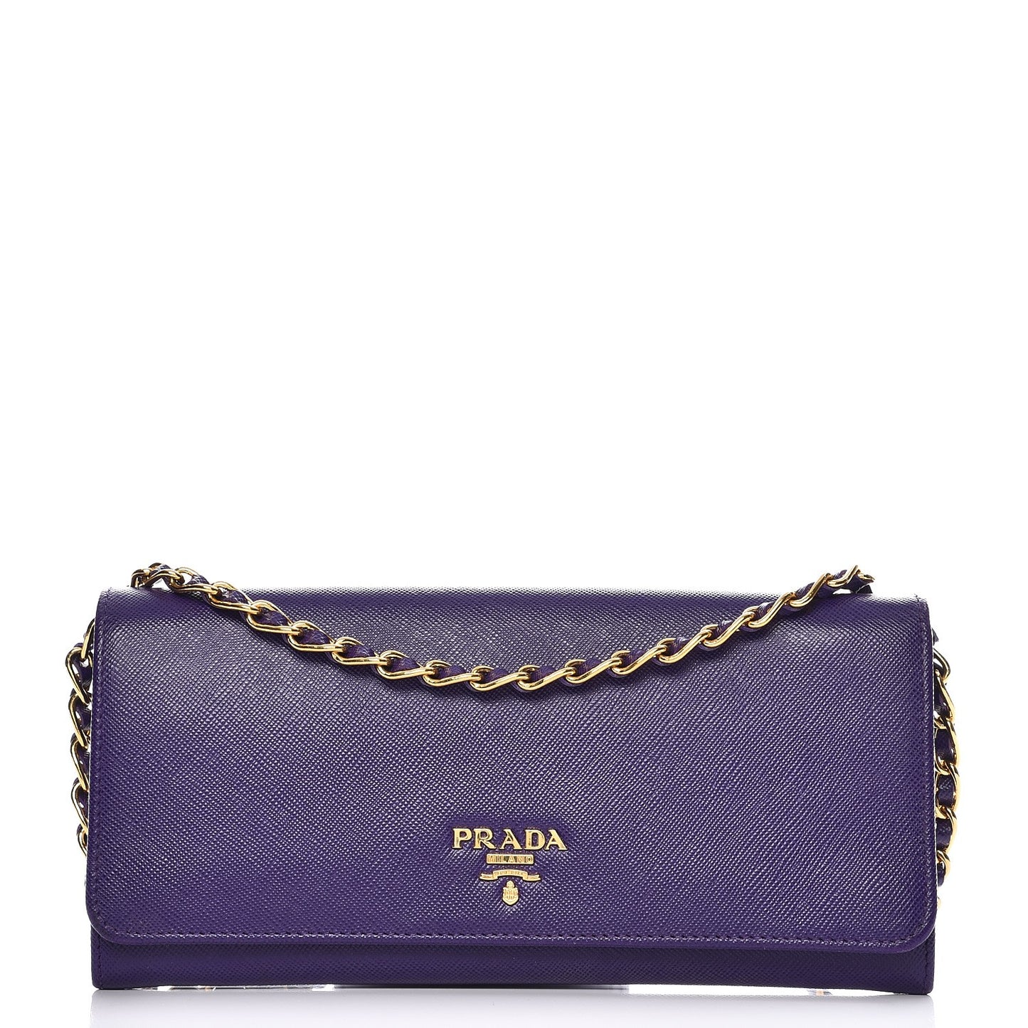 Saffiano Metal Oro Chain Wallet Viola