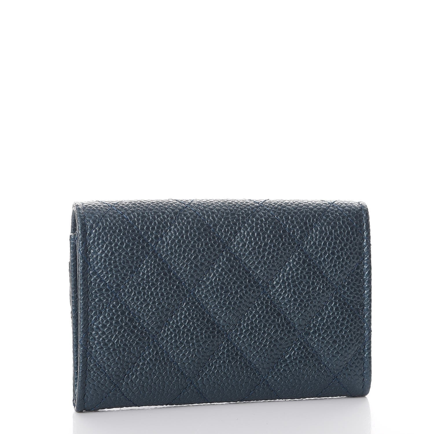 Chanel Metallic Caviar Quilted Flap Card Holder Dark Blue 3 of 9