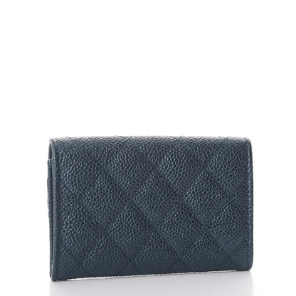 Chanel Metallic Caviar Quilted Flap Card Holder Dark Blue 3 of 9