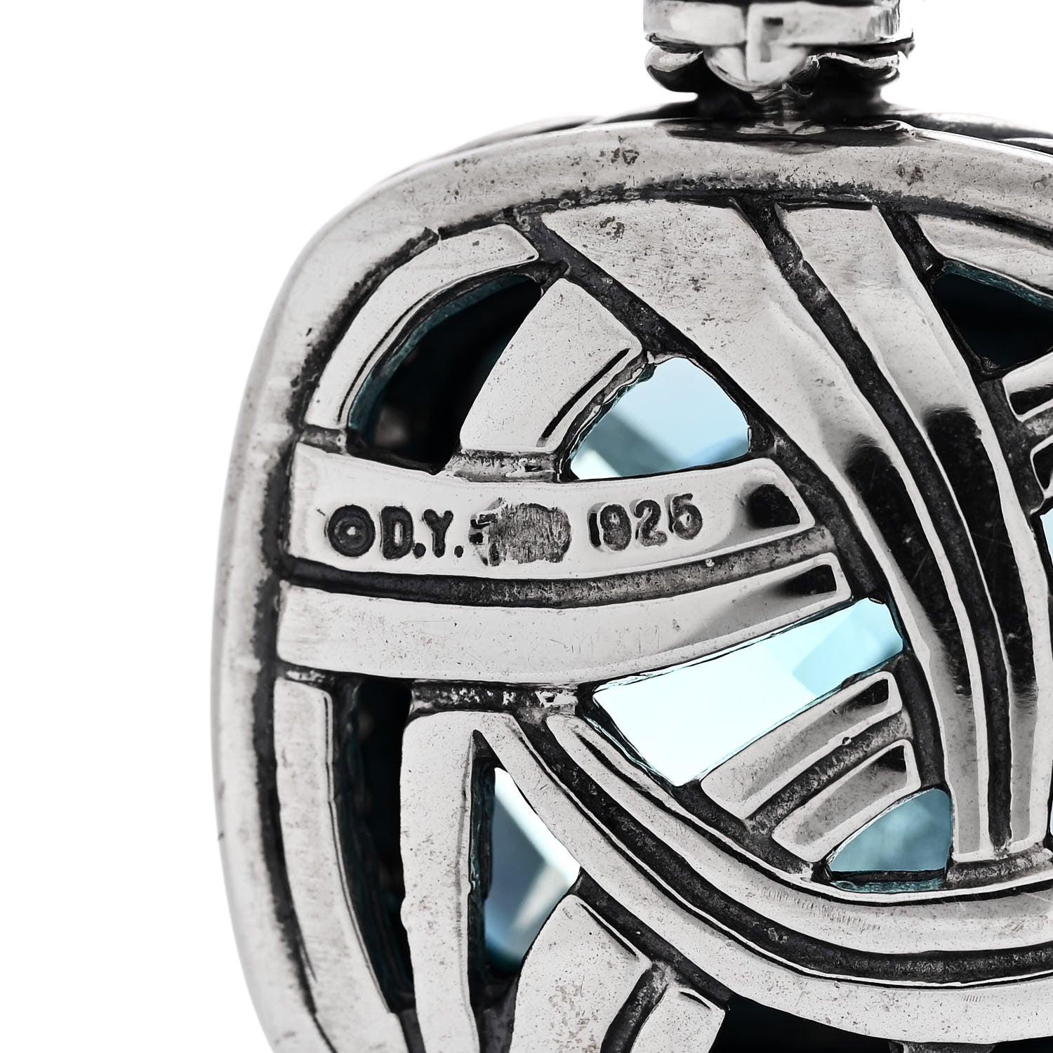 David Yurman Sterling Silver Diamond Blue Topaz 14mm Albion Enhancer Pendant 4 of 5