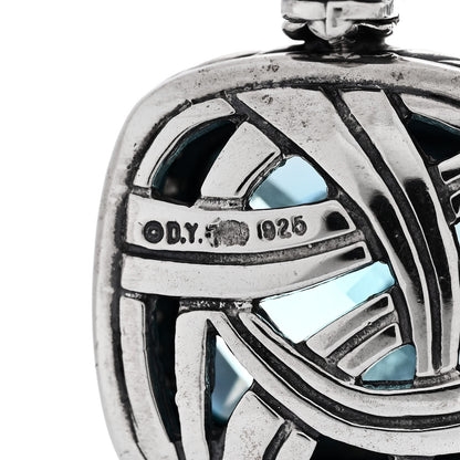 David Yurman Sterling Silver Diamond Blue Topaz 14mm Albion Enhancer Pendant 4 of 5