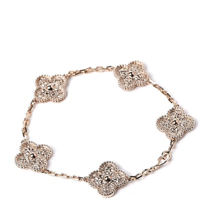 Van Cleef & Arpels 18K Rose Gold 5 Motifs Vintage Alhambra Bracelet 3 of 5