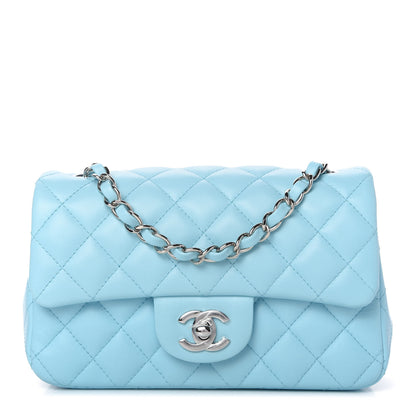 Chanel Lambskin Quilted Mini Rectangular Flap Light Blue 1 of 12