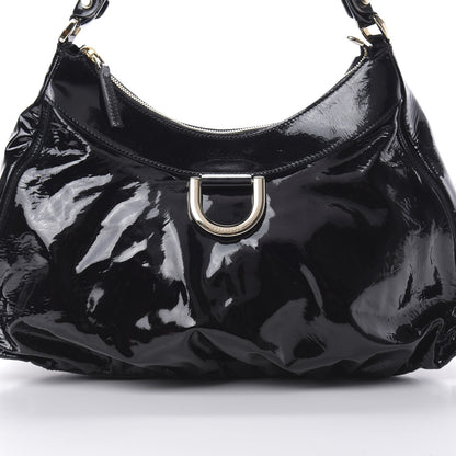 Gucci Patent Large D Gold Ring Hobo Black 8 of 13