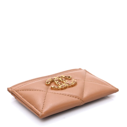 Chanel Lambskin Quilted Chanel 19 Card Holder Brown 4 of 9