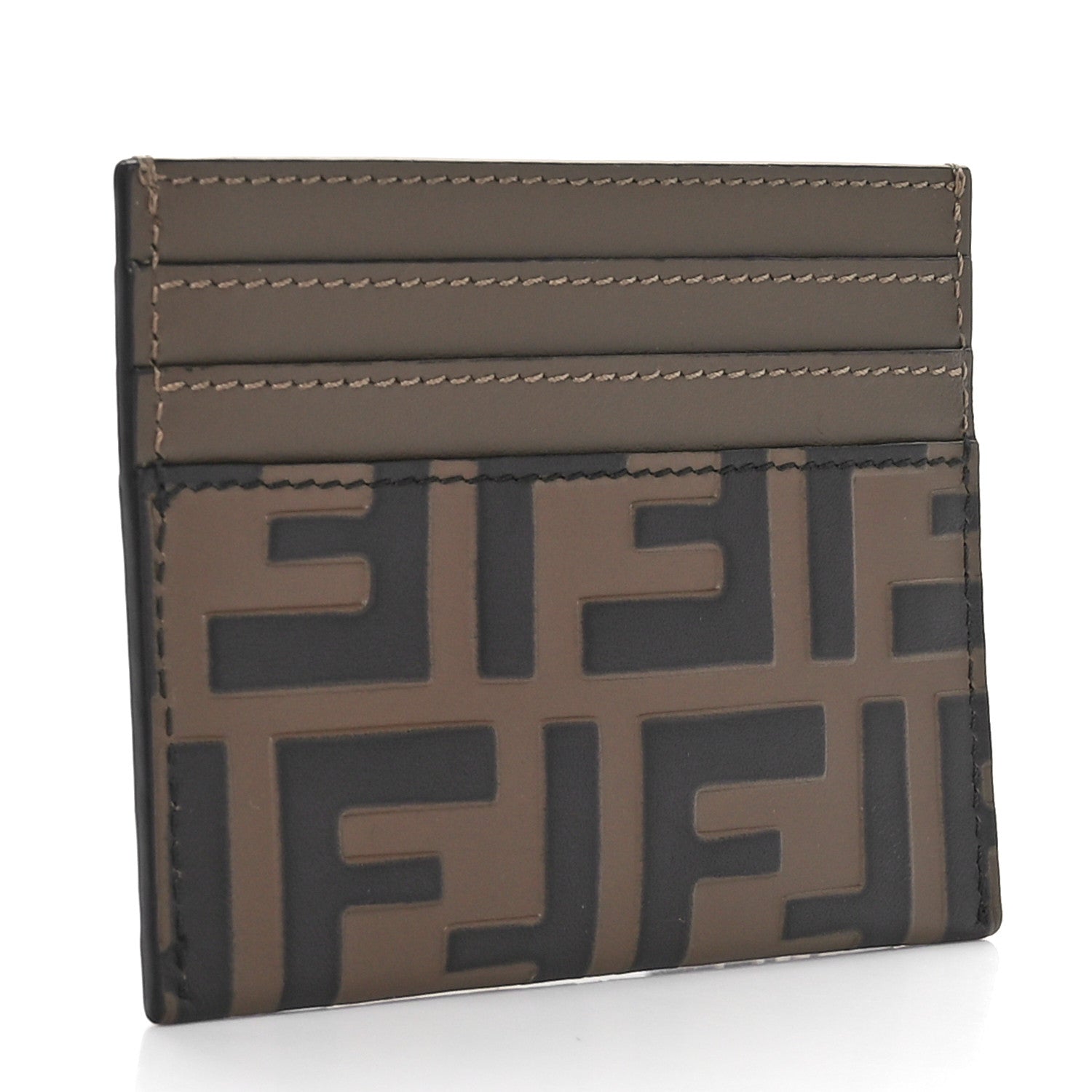 Fendi Vitello Ceylon Bi-Color FF 1974 Embossed FF Diamonds Card Holder Maya Black 3 of 7
