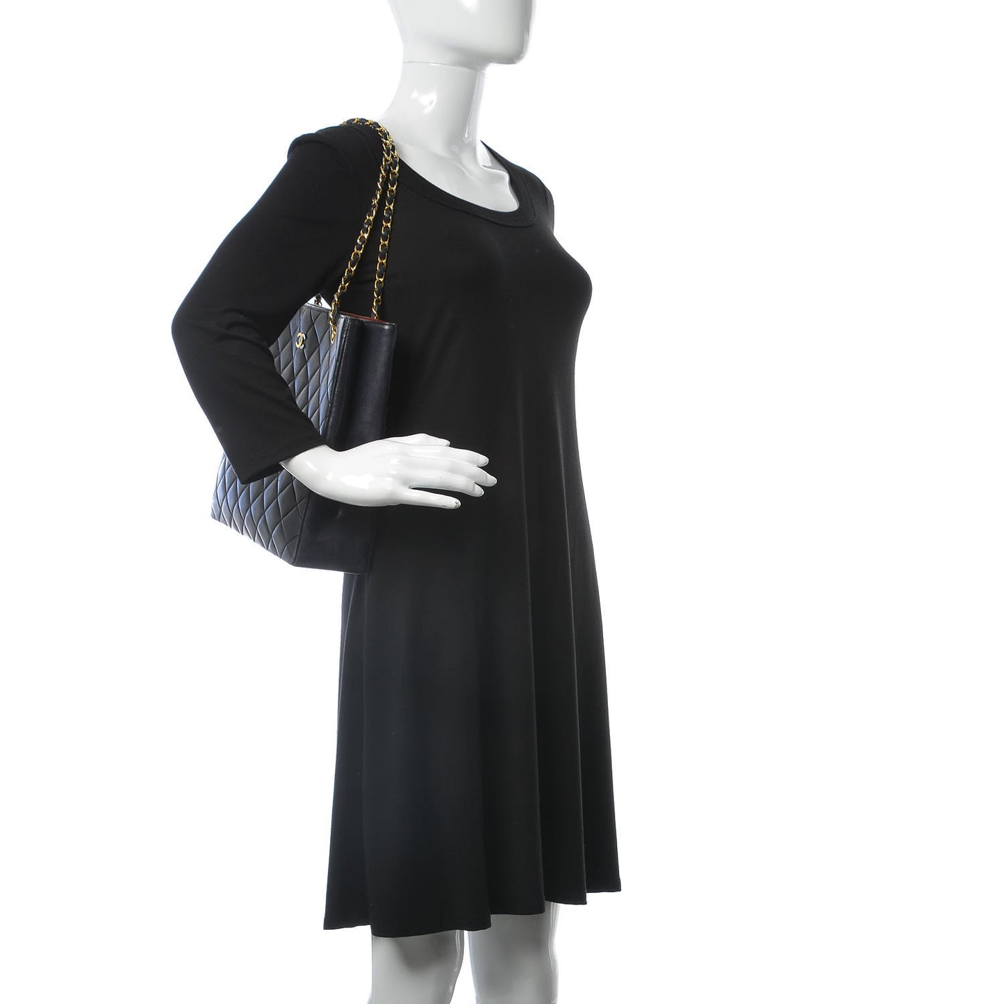 Lambskin Quilted Shopping Tote Navy