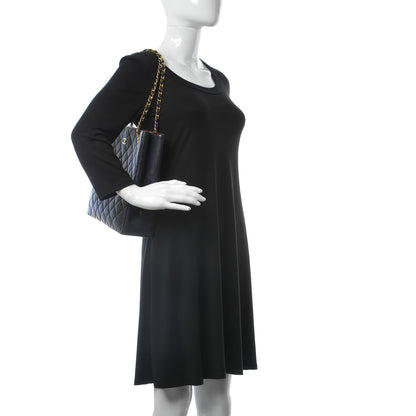 Chanel Lambskin Quilted Shopping Tote Navy 2 of 12