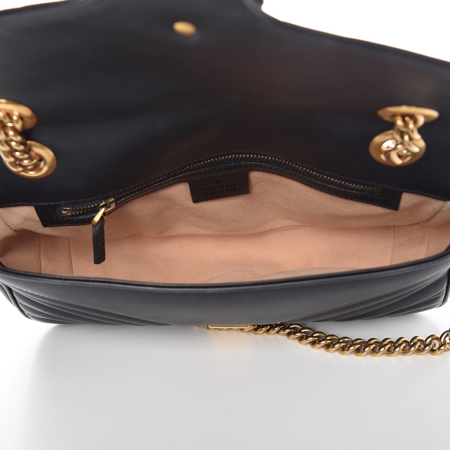 GUCCI Calfskin Matelasse Small GG Marmont Shoulder Bag Black