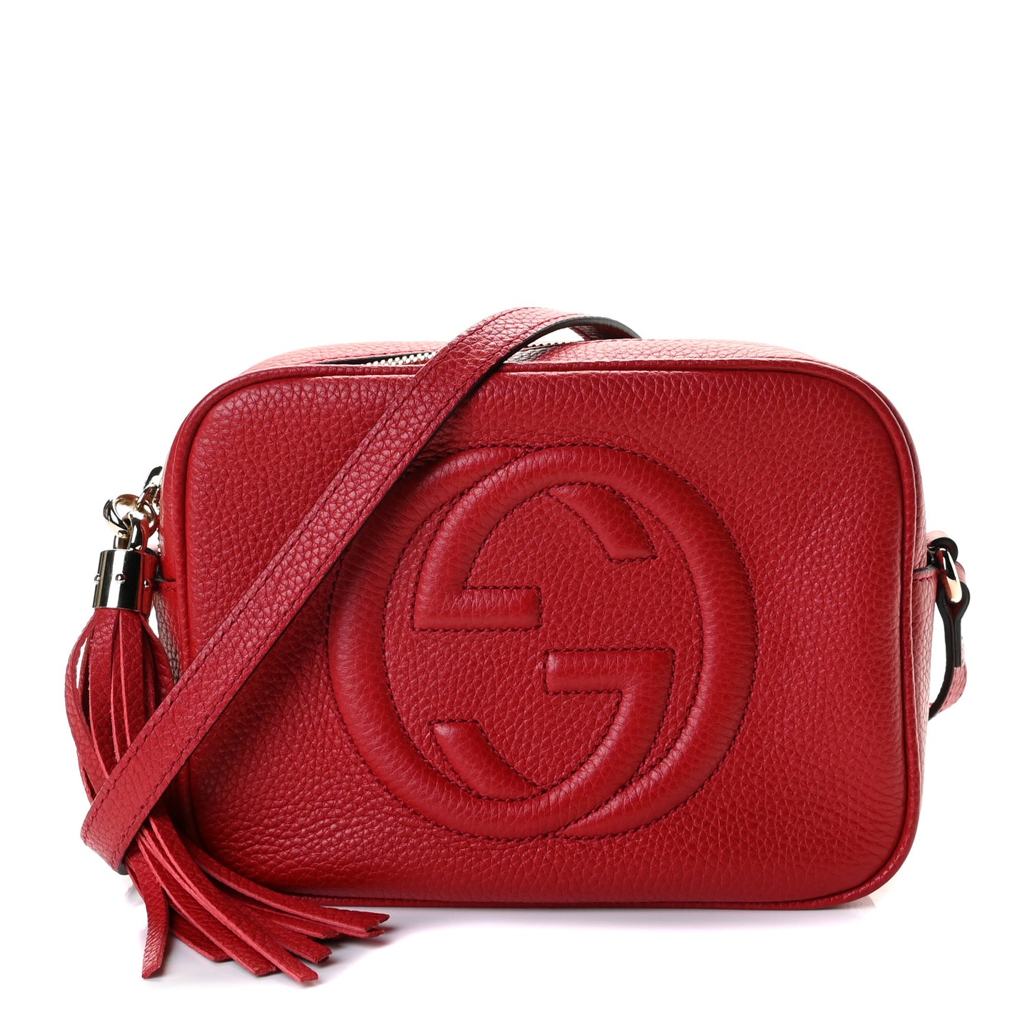 Pebbled Calfskin Small Soho Disco Bag Vibrant Red