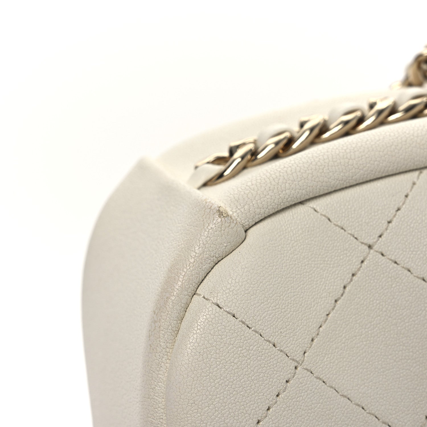Chanel Goatskin Quilted Small Casual Trip Camera Case White 11 of 12