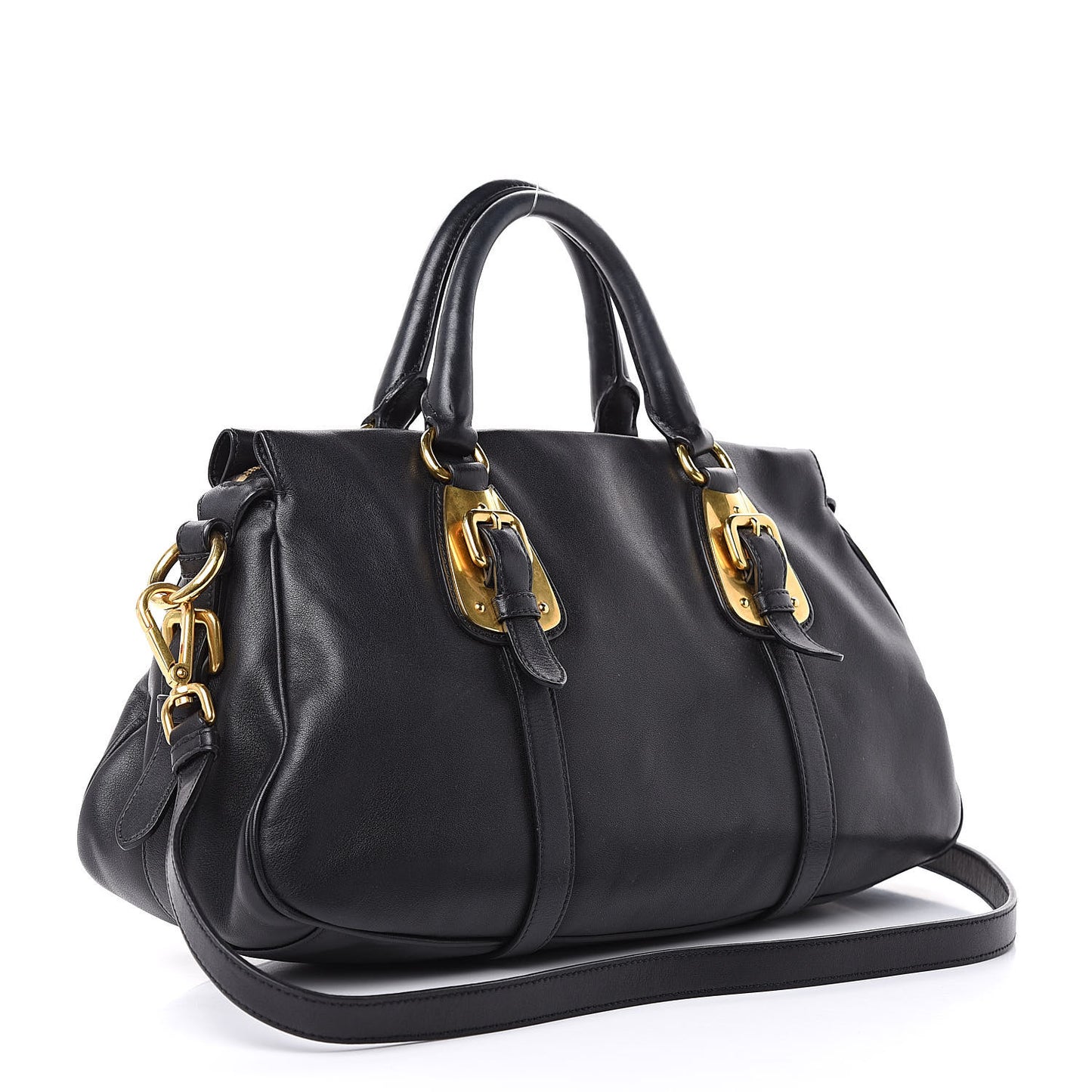 Soft Calf Shopping Satchel Black