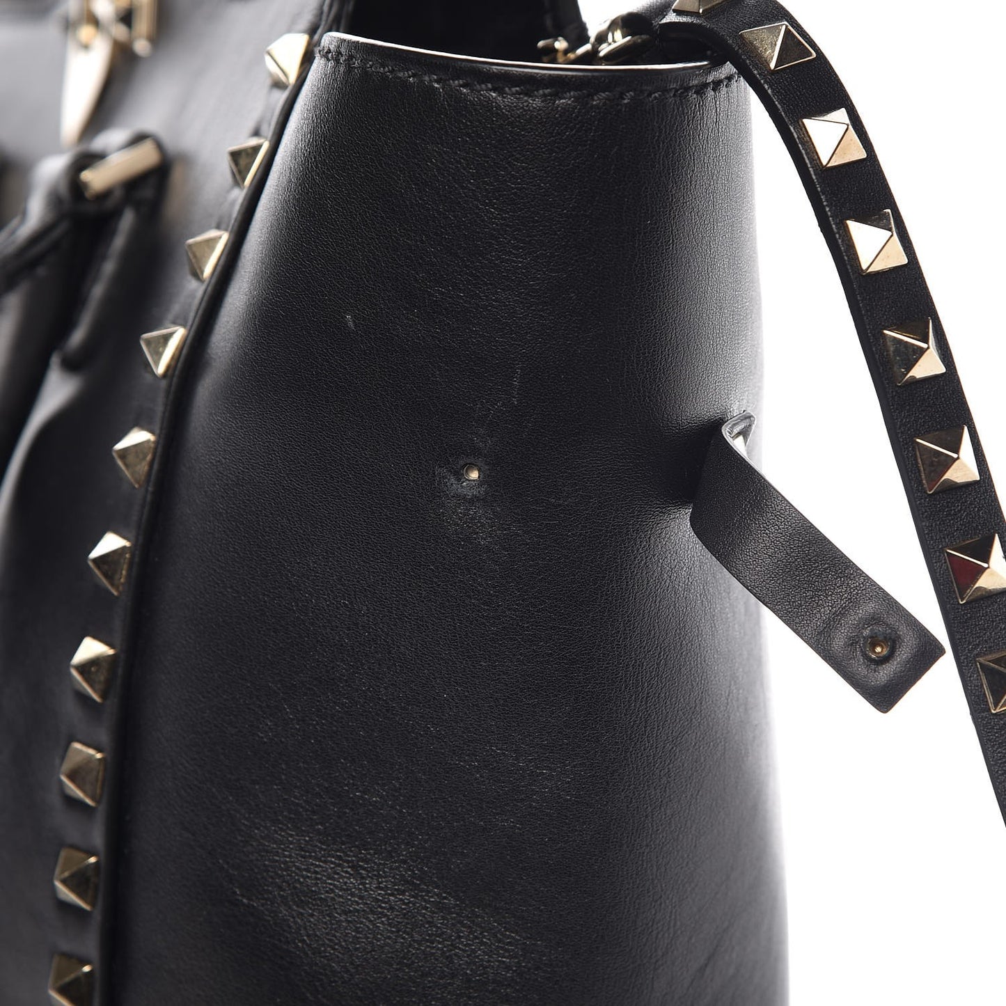 Vitello Rockstud Double Handle Tote Black