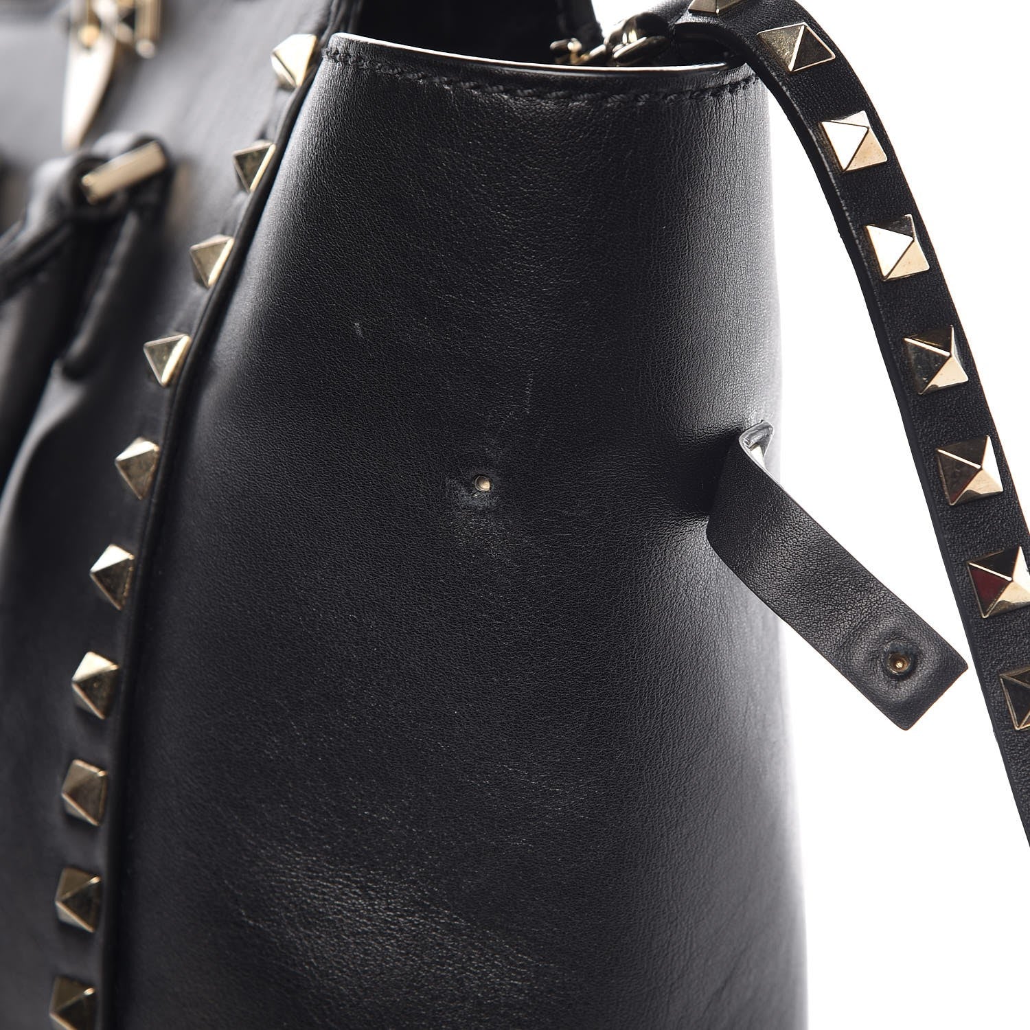 Valentino Garavani Vitello Rockstud Double Handle Tote Black 8 of 12