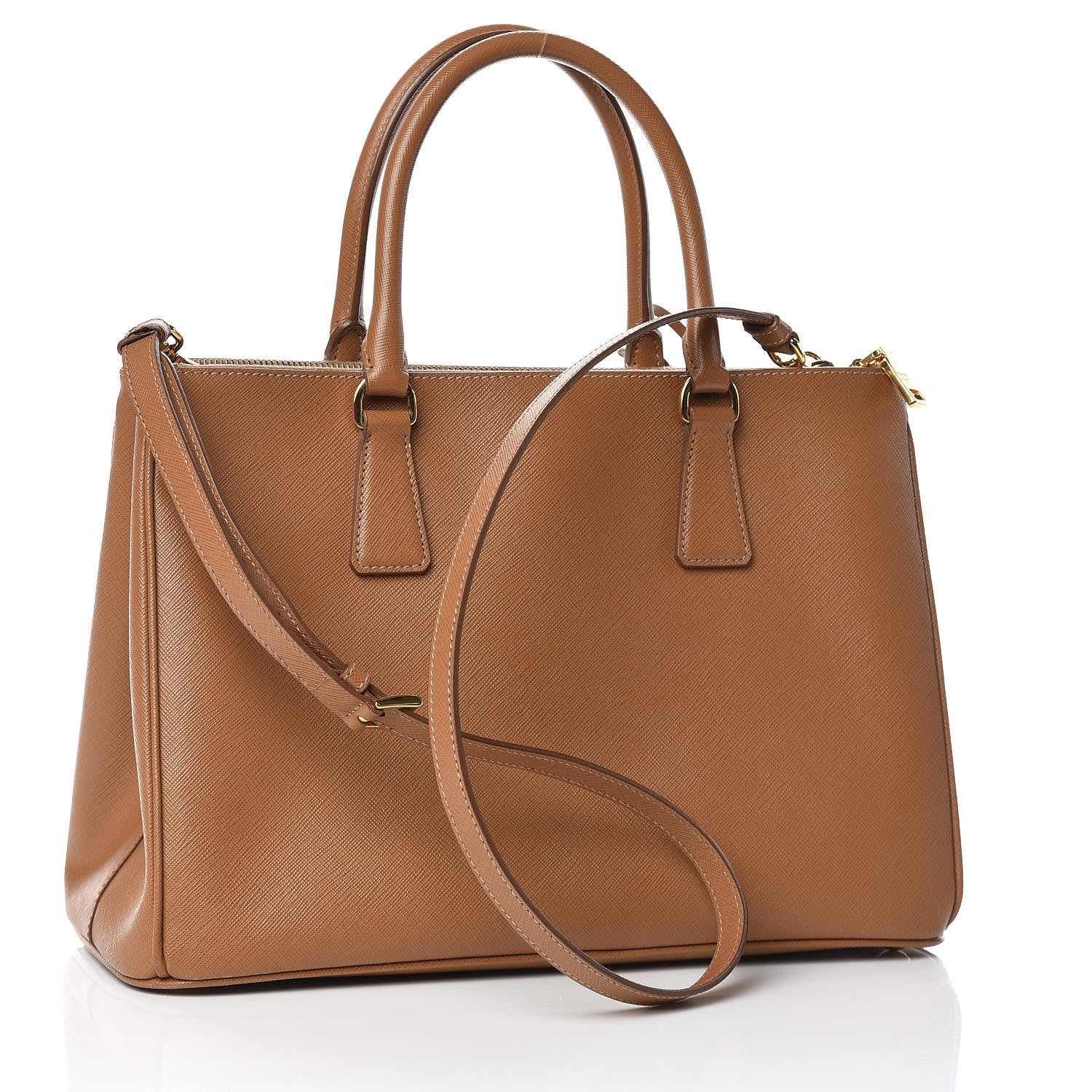 Prada Saffiano Medium Galleria Double Zip Tote Caramel 3 of 13