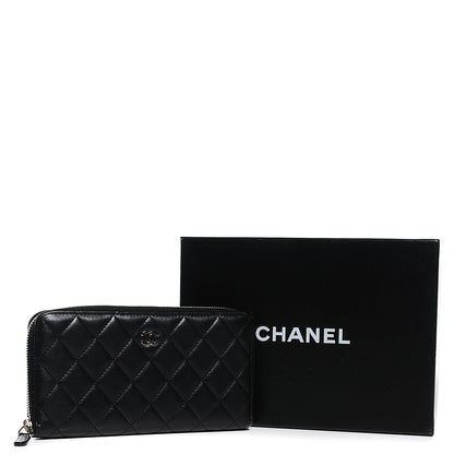 Chanel Lambskin Quilted Large Gusset Zip Around Wallet Black 9 of 9